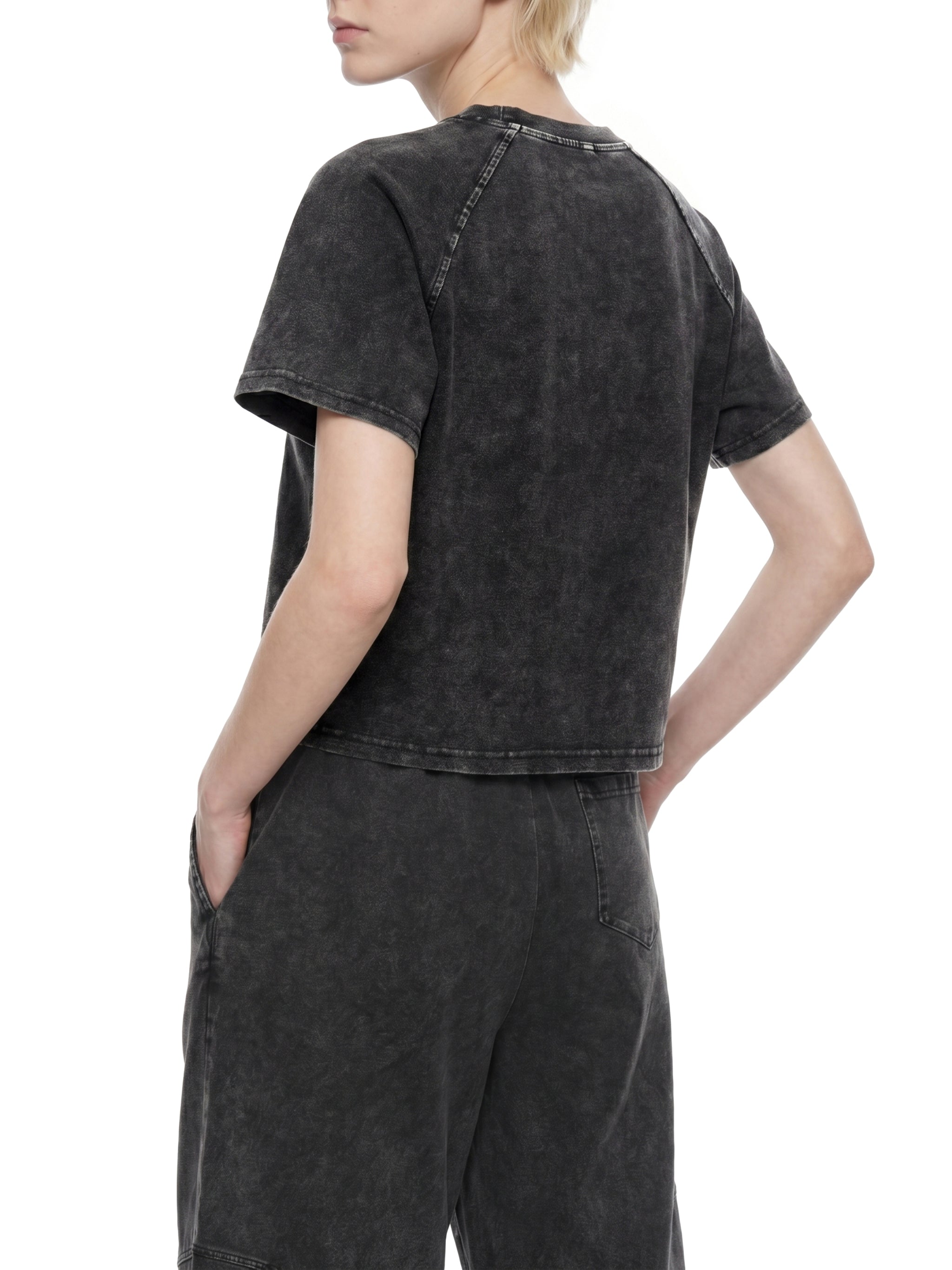 "Sigil" TGM's Mineral Wash Raglan Crop T-Shirt